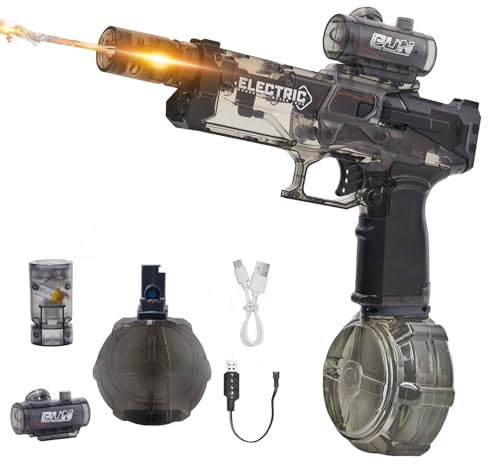 Electric Water Gun for Adults Kids: Powerful Squirt Gun, Automatic high Powered Pressure Blaster watergun with Realistic Led Muzzle Flame,28-32 FT Range，Perfect Summer Gift Toys for Age 8-12