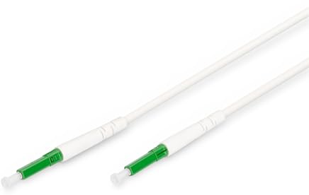 DIGITUS Cavo FTTH Drop – OS2 – Singlemode – 10 m – 1 fibra – connettore LC-APC – preconfezionato – ottimizzato per la flessibilità G.657A2 – inseribile – cavo in fibra ottica – bianco