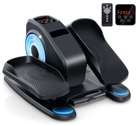 COSTWAY Mini ellipstränare under bordet, elektrisk ellipstränare med LED-display och fjärrkontroll, rörelsesstränare för hem, bärbar pedaltränare för vuxna seniorer (svart)