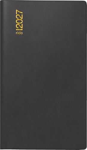 rido/idé Agenda tascabile Mod. Mini Planner d 15 2027 | A6, Plastica, Nero