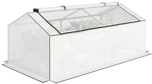 Outsunny invernadero con ventanas de red de película PE, invernadero de película resistente al invierno, invernadero para balcón, jardín, invernadero de tomate 180 x 90 x 70 cm, invernadero de tomate