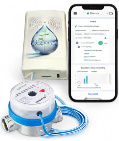 Kit Contador de Agua por impulsos Inteligente – Detección y Alerta de Fugas Ocultas, Riego y Supervisión, telelectura – WiFi o Lora - Contador de Agua no Incluido - (WiFi/Batería/Antena Externa)