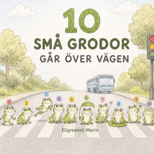 10 små grodor går över vägen
