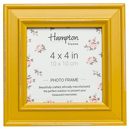 Hampton Frames | Cornice Portafoto Quadrata Paloma | 10x10cm, Giallo, Legno | Vetro, posizionamento verticale/orizzontale, clip di fissaggio | Design moderno per foto