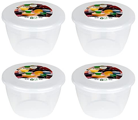 1/2 pinta cuenca y tapa de pudín paquete de 4 cuencas de plástico de 280 ml (0,5 pt), tazón de fuente de vapor de tamaño pequeño y mediano