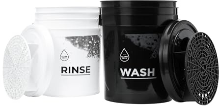 CLEANTECH CO 2X Seau de Lavage Voiture + 2X Séparateur + 2X Chariot à seaux | Wash&Rinse | Shampoing pour Voiture