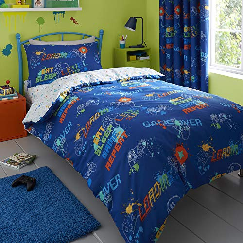 Bedlam - Game Glow - Childrens Glow in the Dark Duvet Cover Set - Single Bed Size in Multi