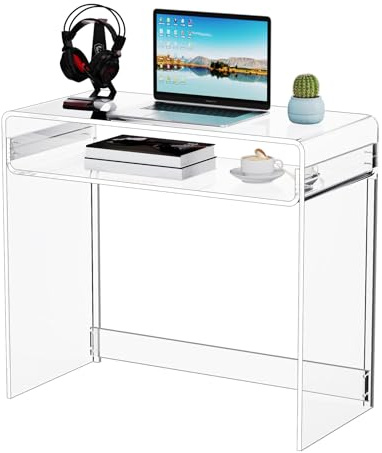 Acryl Schreibtisch Computertisch Bürotisch Konsolentisch, Klein, Office Desk, 85 x 40 x 75 cm (Transparent)