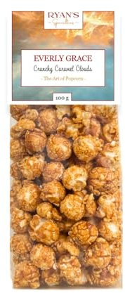 Everly Grace Popcorn – Crunchy Caramel Clouds, 100 g – Popcorn caramélisé avec une texture croustillante, fabriqué artisanalement dans notre atelier à Augsbourg, Allemagne