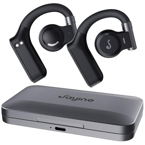 JAYINE Open Ear Kopfhörer, Kopfhörer Kabellos Bluetooth 5.3 mit HD Mikrofon, Flexible Touch-Steuerung und Breite Kompatibilität IP54, Bluetooth Kopfhörer mit Weicher Ohrhaken für Sport