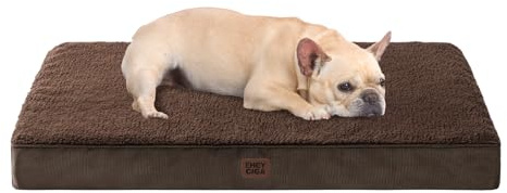 EHEYCIGA Panier Chien Orthopedique, Coussin Chien Dehoussable Lit pour Chiens Lavable, Tapis Epais pour Chiens Moyenne Taille, Matelas Animaux, Marron, 76x51x9cm