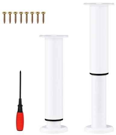 EURXLQ 2 Pied de Meuble Reglable,Pied de Lit,Pieds de Meubles,Pied Reglable pour Meuble,Pied Meuble Salle de Bain,Pieds Table Basse,Hauteur Réglable,Capacité de Charge 800kg (Blanc, 25-42 cm)