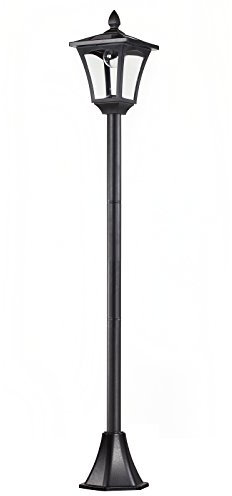 Outsunny Farola Solar Luz Solar de Exterior con Panel Solar Encendido Automático e Impermeable IP44 Marco de Acero Inoxidable para Patio Terraza 18x18x160 cm Negro