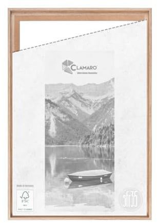 CLAMARO SFR35 Cornice con giunti nascosti per telaio a cuneo da 50x70 cm | Rovere Chiaro | Cornice in legno MDF per tele a telaio incluse staffe di montaggio e materiale di montaggio