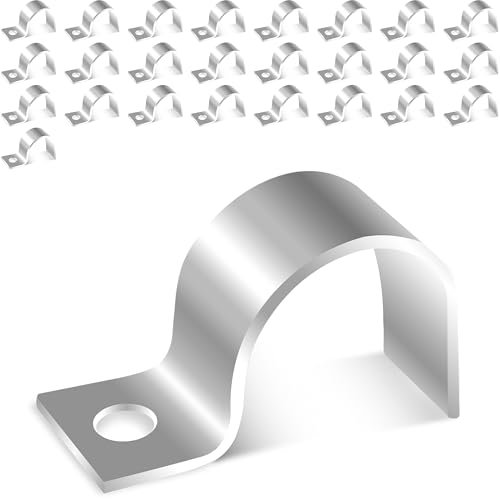 Jyvex 25 Piezas Grapas Cable Pared, Acero Inoxidable 304 Sujeta Cables Pared, Ø 25mm Abrazaderas Metalicas Para Tubos, Clips de Cable Para Sistema de Fijación de Tubos y Cables