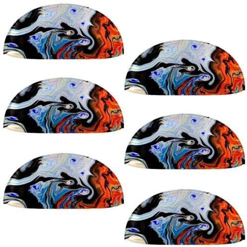 VAPOKF 6 Pcs Shell Cup Handles, Semi Circle Drawer Knobs Pulls Handles Used for Bedroom Dresser Cabinet Cupboard Kitchen Door, White Red and Black Paint