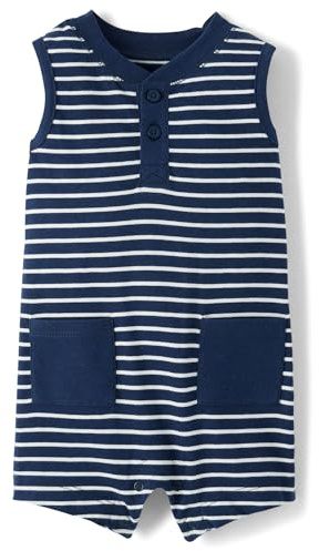 The Children's Place,Baby-Boys,and Newborn Everyday Romper,Tidal Stripe,9 Months,12 Months