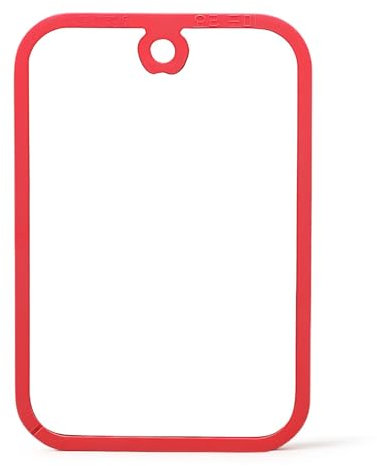 CLOVE Tagliere in vetro temperato per cucina, 38 x 26 cm, grande, in vetro trasparente, lavabile in lavastoviglie, con bordo in gomma rossa antiscivolo, scanalatura per succo, resistente ai graffi