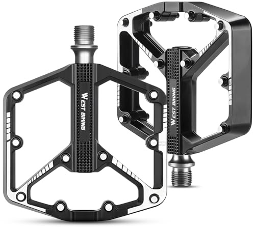 ZIMAOER Pedales de Bicicleta Anchos de Aluminio CNC – Pedales MTB con 3 Rodamientos Sellados, Eje CR-Mo, 20 Pines Antideslizantes, Plataforma Grande, para MTB, BMX, E-Bike