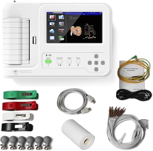 Monitor de electrocardiograma portátil con pantalla táctil LCD de 7 pulgadas, 12 cables y 6 canales para un monitoreo cardíaco preciso
