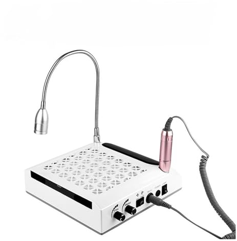 Nagel Fläkt 4 i 1 80W Nageldammsugare Slipmaskin Belysning Nail Master Dammsugare Professionell Nagellack Stark sugkraft