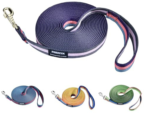 Fornyk Lunge Line for Horse, Equine Lunge Line with Solid Swivel Alloy Trigger Buckle for Accurate Equestrian Training, Competition and Daily Use, 26ft/8m (Black-Gray-Pink-Purple)