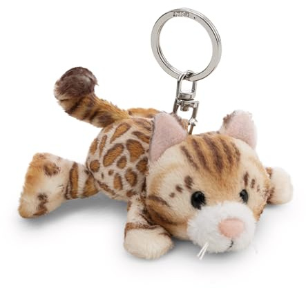 63061 Porte-clés, Motif Chat Bengal, 10 cm, Marron, Fidèle Compagnon En Peluche, Pour Sac À Dos Ou Sac, Pour Petits Et Grands
