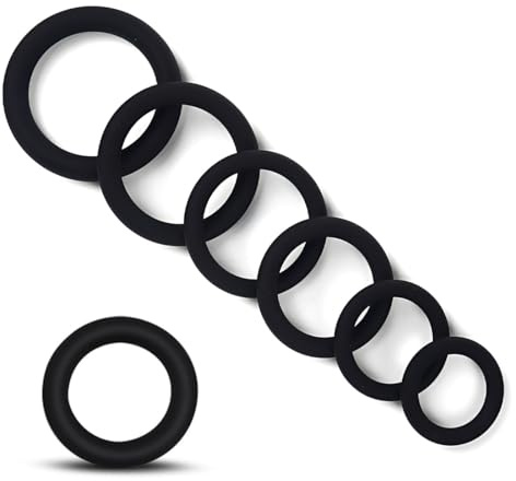 Cock Ring, 6 Pezzi Nero Anello Pene Regolabile 22-39Mm Per Potenza Sessuale