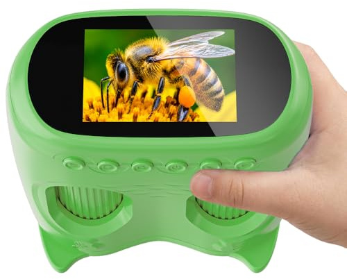 Microscopio y Telescopio 2 en 1, Temodu microscopio para niños con Pantalla IPS de 2.0'', Mini Microscopios Digitales Portátiles Recargables, Regalo para Cumpleaños Navidad/Cumpleaños (Green)