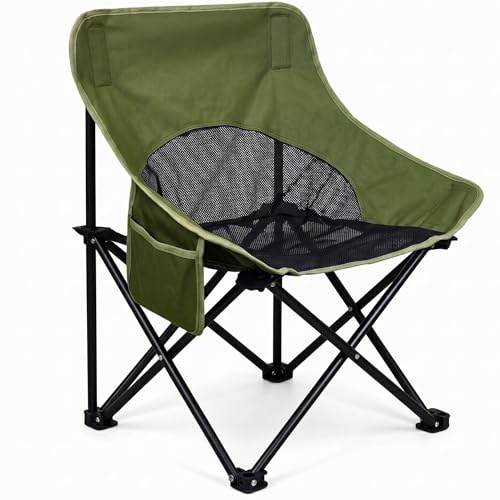 ZUNOVI Silla Playa Plegable Tipo platillo, cómoda y Estable, Silla Camping portátil Ligera con Estructura de Acero, Bolsa de Transporte y Bolsillo Lateral