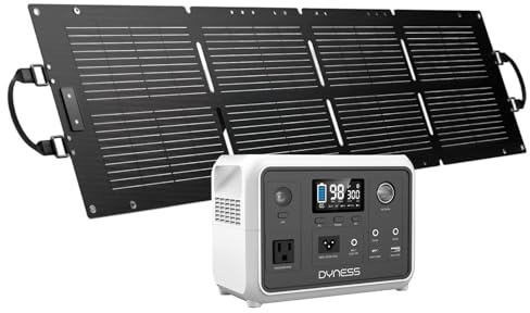 Dyness Estación de energía de 300 W con panel solar de 100 W, batería LiFePO4 de 256 Wh, enchufe de CA, generador solar con 6 salidas y 4 opciones de carga, corriente de emergencia para camping