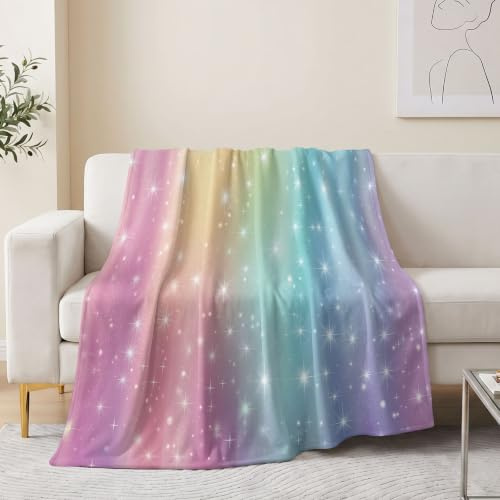 Pläd flanellfleecefilt, minimalistisk fantasi stjärnor paljetter gradient tryck varm vinter mjuk fluffig mikrofiber sängöverkast överkast sofftäcke, 220 x 240 cm