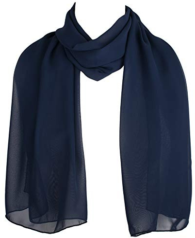 Hat To Socks Women’s Premium Korean Chiffon Scarf – Lightweight Sheer Fashion Wrap, Soft Elegant Shawl for All Seasons (Navy Blue)