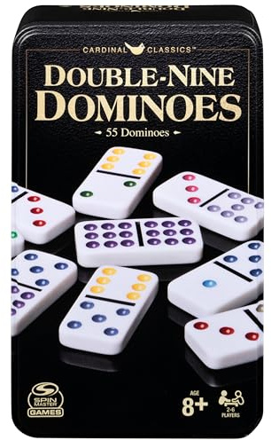 Spin Master Games Double Nine Dominoes Set in Storage Tin, Classic Game for Kids & Adults Ages 8+