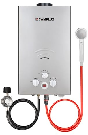 CAMPLUX Tankless Water Heater - 2.64GPM Portable Propane Heater for Off Grid, Camping, Outdoor Shower - 68,000 BTU - BW264G - Gray