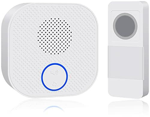 SURNICE Sonnette sans Fil, IP44 Waterproof Wireless Doorbell, 300 Metres Wireless Doorbell with LED Flash, 38 Melodies, 4 Levels Volumes, 2 CR2032 Batteries Free 98282+90062