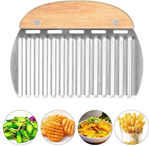 Rpanle Taglia Verdura, Coltello Ondulato in Acciaio Inossidabile, per Tagliare Patate, Patate Dolci, Frutta o Verdura, ecc.