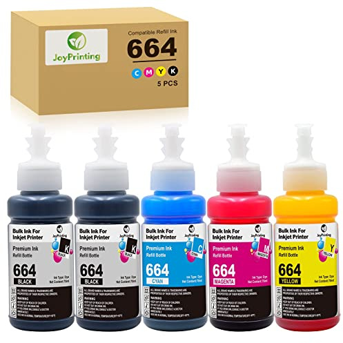 JoyPrinting bläck T664 kompatibel med Epson 664 färgpatroner multipack för EcoTank ET-2500 ET-2550 ET-2600 ET-2650 ET-4500 ET-14000 L396 L3050 L3060 L3070 L1110 L120 L130 L200 L210 L220 L222