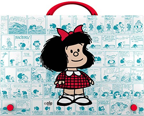 Grafoplás | Valigia scolastica con manico e chiusura a spilla | polipropilene | formato Folio | 24,5 x 34,5 x 4 cm | Collezione Cartoleria Mafalda Vignette