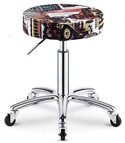 Bar Stool Faux Leather Adjustable Height Swivel Stool Footrest Large Base 4 Colors (Color : C) (A)