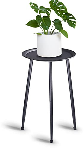 MUAEEOK 50cm Niveaux Supports de Pots de Fleurs Étagère Plante, Support à Plantes en Métal, Tablettes Amovibles en Métal Moderne pour Pot Idéal pour Maison Balcon Jardin Intérieur (Noir)