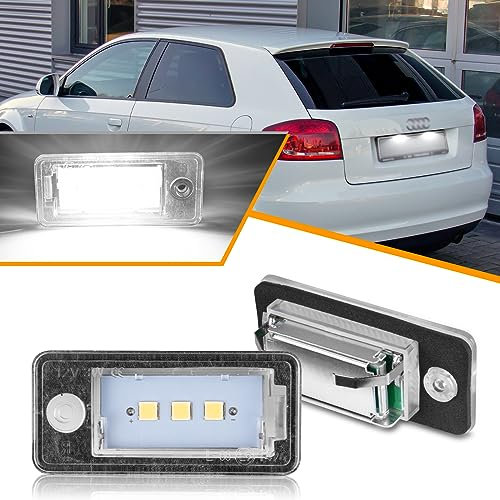 OZ-LAMPE LED Kennzeichenbeleuchtung für AU-DI Q7 B5 A8 S3 A6 C6 A3 8P A4 S4 A5 8F S8 RS4 RS6, Kennzeichen mit CAN-Bus, Nummernschildbeleuchtung LED, 2 Stücke, 3 * 5050 SMD