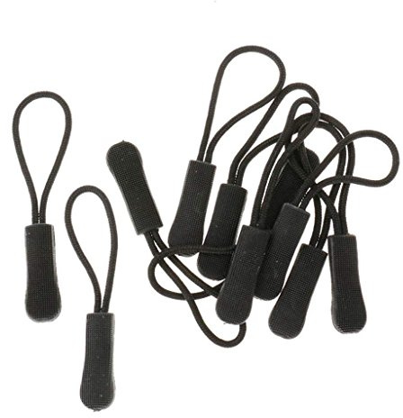 NATHA 10 Tirador de Cremallera Antideslizante, Remolque de Extensión para Mochila, Chaqueta, etc. - Negro