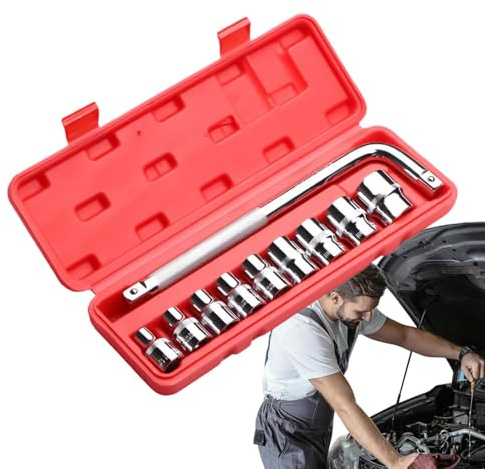Kit de herramientas para mecánicos,Juego de enchufes para mecánicos - Juego de llaves de 10 piezas Juego de vasos de 1/2 pulgadas,Kit de herramientas manuales para mecánicos de trinquete de liberación