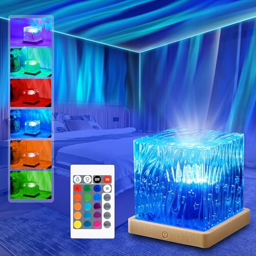 Sternenhimmel Projektor Polarlicht Lampe, LED Nordlicht Projektor Nordlicht Lampe Kinder,3D Polarlichter Nachtlicht mit 16 RGB Farben,Acryl Aurora Projektor mit Fernbedienung für Zimmer Deko Geschenk