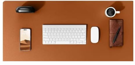 Shopukasa Large Desk Mat 80x40cm, Office Desk Pad, Computer & Laptop Mat, Desk Protector, Brown, PU Leather