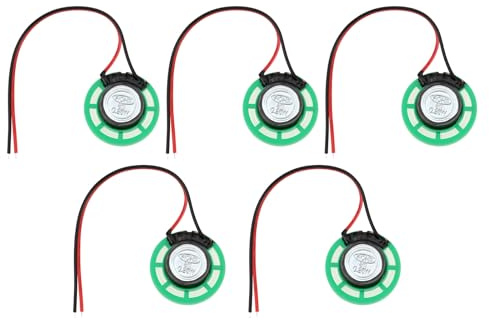eMagTech 5er-Set Mini Lautsprecher 8 Ω 0,25 W/0,5 W für DIY Elektronik Spiele & Spielzeug 26 mm mit 100 mm Kabel