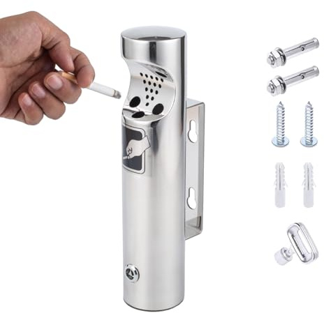 Hanlintk Cenicero de pared para exteriores - Cenicero exterior con múltiples agujeros para humo, inoxidable y duradero, fácil de limpiar, adecuado para balcón, jardín, hotel y restaurante