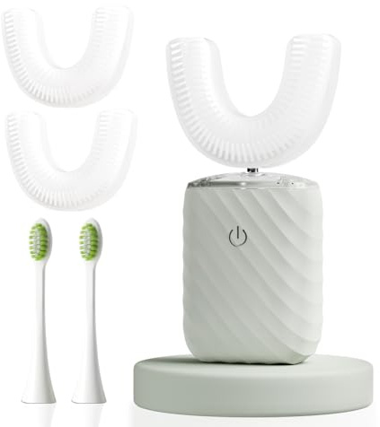 ELOTAME Spazzolino elettrico automatico ad ultrasuoni per adulti, a forma di U, pulizia della bocca a 360°, 5 modalità per sbiancamento, impermeabile IPX7, ricaricabile