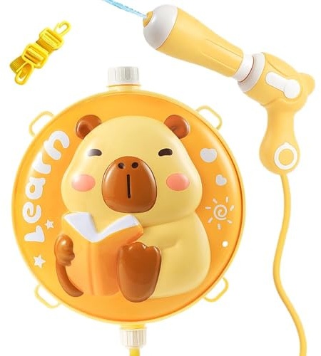 Pistola ad acqua per bambini, set da 2 litri con zaino Capibara - azione a trazione e spinta per giocattoli acquatici esterni, per esterni, piscina, spiaggia, , lago e